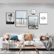 
Mohu (mohu) living room decoration painting sofa background wall mural modern simple landscape landscape painting TV wall high-end new style hanging painting landscape painting 15938 (including wall clock) tempered crystal porcelain large combination - black frame