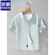 
ROMON men's pure cotton short-sleeved shirt Japanese casual summer thin new striped shirt trendy splicing top 9740 black 2XL