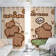 Cortina de la cama de Yingtang Kapibala Capybara Cortinas personalizadas dormitorio Apartado NUEVO estilo Roomer Bay ventana de la sala de niños Aislamiento Aislamiento de aislamiento Cortina Budista (12172) Modelo de gancho 1.2m de ancho 1 pieza/altura Personalización Nota
