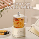 Blue Dad Health Pot Multifunctional Office One Person Small Mini Fully Automatic Insulation Intelligent Constant Temperature Tea Maker Thickened Glass Heated Flower Teapot Health Cup Stew Pot Electric Stew Cup Ivory White 0.6L Gift Box + Stirring Spoon
