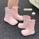 Thin strips (XIXITIAO) Wear waterproof drawstrings on rainy days outside for women's four-season universal eva parent-child fashion rain boots water shoes meat pink single layer [creative splicing] 36-37
