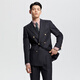 By Creations Cypress Flannel Pure Wool Single Suit Men's Blaze Business Formal Metal Double Breasts Blaze Black 46 (170/88A)