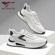 Zapatos para hombres de siete lobos para zapatos casuales de cuero de verano para zapatillas de alto rango de suela gruesa para hombres zapatos blancos de moda y versátiles de viaje blanco/azul 1049 39