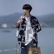 Baiqueting kurzärmelige Hemdjacke für Männer im Sommer New Ice Silk Cool Hemd Herrenmodik Lose Casual Jacke für Männer weißer Anzug [weißes T-Shirt + weißes Hemd] XL