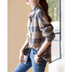 Demana retro commuter layered plaid simple loose off-shoulder shirt contrasting color warm shirt women's top