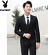 Playboy Suit Men's Korean Slim Top Jacket Groomsmen Wedding Business Professional Formal Small Suit Men Two-Button Black Top XL