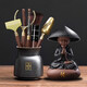 The Six Gentlemen of the Unclumsy Tea Ceremony Set Tea Art Ornaments Tea Accessories Tea Leak Filter Zen Black Six Gentlemen + Filter Set