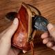 Slow time retro hand-rubbed genuine leather key bag for men and women, multifunctional first-layer cowhide key bag, waist hanging car lock bag, light brown