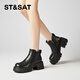 Sábado Botas Chimney Botas para mujeres Botas desnudas de otoño e invierno de otoño grueso 2025 Nuevas botas marrones de botellas cortas Boots Chelsea Short Women's Black 37