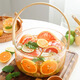 Glimmer Fruit Bucket Container Transparent Portable Glass Bucket Outdoor Summer Picnic Fruit Bucket Basin Happy Bucket Ice Bucket Ice Bucket Large 200*100 Basket (Amber)