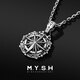 Mingyang Decorative Sea MYSH 925 silver eight-pointed star sea compass necklace men's retro high-end versatile trendy original pendant Star sea compass pendant + cross silver chain-60cm