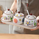 Huangsi ceramic seasoning jar combination household seasoning box kitchen storage seasoning utensils salt jar sugar jar chili jar seasoning jar ceramic seasoning jar with spoon (without tray)