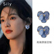 Sili non-pierced ear clips water mist blue iris French retro flower earrings high-end niche design temperament earrings mosquito coil ear clips