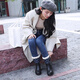 Very good (Jolly Walk) Winter waterproof and cold-resistant rain boots for women's non-slip water boots, fashionable outer wear velvet warm water shoes, new style plus velvet rain boots, blue plaid plus velvet warm JW322 37