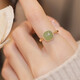 GRAMDA925 Silver Small Sugar Cube Hetian Jade Ring Women's Open Jade Ring Jewelry Birthday Gift for Girlfriend and Wife Small Sugar Cube Hetian Jade Silver Ring (Certificate)