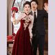 Li Baixin Chinese style cheongsam toasting dress 2025 new bride wedding luxury autumn and winter red wedding dress engagement dress spring burgundy long style XL recommended 110-120Jin Jin equals 0.5 kg