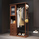 续巧旋转穿衣镜挂衣架一体落地卧室实木家用置物架收纳衣帽架带全身镜 胡桃色-100cm 送货入户包安装