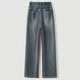 Cypress House Wäsche Jeans 2025 Herbst neue Frauen modische elastische hohe Taille lange, breite Beine