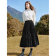 Betu women's winter new skirt elastic waist love velvet embossed skirt women 2411D05 black M