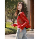 MODX Hong Kong women's clothing new Chinese style red Tang suit Song brocade coat for women's spring and autumn clothes European style buckle short style picture color (small quantity in stock) M [Suggested 100-115 Jin [Jin equals 0.5 kg]]