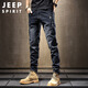 JEEP SPIRIT Jeep jeans men's autumn and winter elastic slim casual pants new retro resurgence pants black 33