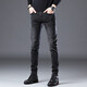 Romon Black Jeans Spring y Autumn Slim Feet Small Pequeños Pantalones casuales de hombres Largos Pantalones delgados de verano 1048-Negro Regular 29