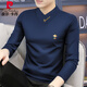 Pierre Cardin spring and autumn new thin underwear men's long-sleeved T-shirt v-neck slim bottoming shirt warm tops casual T-shirt 220732-Navy Blue-Spring and Autumn Thin* Style 2XL suitable for 140-155Jin Jin equals 0.5 kg