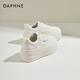达芙妮（DAPHNE）小白鞋女新款女鞋厚底增高松糕休闲板鞋春款学生鞋子 米色 单层 跟高7cm（春秋款） 37 (235mm) 标准码