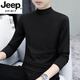 JEEP SPIRIT pure cotton autumn and winter half-high collar bottoming shirt men's slim inner wear long-sleeved T-shirt mid-collar men's autumn coat outer wear YPT192 black half-high collar M recommended 100-115Jin Jin equals 0.5 kg