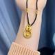 Chunfu Gold 999 Pure Gold Bow Knot Bell Gold Pendant Fugitive Princess Gold Hoop Safety Buckle Pendant Rope Necklace Gift Bow Knot + Gold Hoop + Bell About 2-2.2g