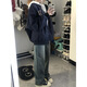 7 Jackets piloto de alta calidad para hombres en primavera y otoño New American Retro Street Trend Marca de béisbol suelto más uniforme de béisbol de vellón para hombres TMZXF-W694 Black XL