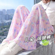 
NICKYBABY girls wide-leg pants summer thin children's ice silk pants large children's summer clothing girls mosquito-proof pants straight trousers loose 15123 blue green + 9889 white [set] 120 cm