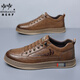 Henipolo sports shoes for men new style cowhide leather men's trendy sneakers for men all-match business casual shoes non-slip low-top men's shoes brown 43 (265mm) leather shoe size