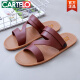卡帝乐鳄鱼（CARTELO）泰国越南进口天然橡胶凉鞋男潮2025新款开车露趾休闲爸爸沙滩鞋子 棕底棕带686 44 (275mm)