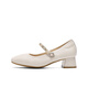 Belle buckle fashion Mary Jane shoes for women 25 spring new genuine leather fashion elegant shoes D4A1DAQ5 beige 37