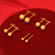 Old Phoenix Gold Store Style Peas Earrings Women's Silver Beads Ball Gold Frosted Earrings Simple Ear Bone Nails Small Small Ear Holes 3mm Gold Frosted Peas Earrings Pair