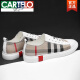 CARTELO autumn breathable leather shoes plaid shoes European station trendy shoes Korean version canvas shoes small size fashion casual shoes men's shoes 11968 black 40