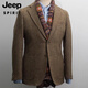 JEEP SPIRITnick大叔wooster西服 秋冬新款复古粗花呢羊毛人字纹外套西装男 灰色 M 65-70公斤
