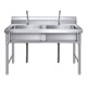 304 stainless steel vegetable sink commercial thawing three buckets hotel sink simple laundry pool school three sinks 2 pools double pool 120X60X80cm 1.0 thick