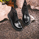 Zero Zero Martin Boots Winter New Black Lace-up Fleece Warm Leather Business Men's Boots Thick Sole Outdoor Boots Men Black [Wear-resistant Rubber Outsole] 42