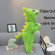 G.DUCKKIDS children's clothing children's pajamas boys one-piece coral velvet dinosaur sleeping bag baby autumn and winter thickened home clothes children winter light green 90 cm recommended height 85-95cm