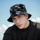 GLO-STORY sun hat for men and women, letter embroidered fisherman hat, literary, casual and versatile double basin hat for men, sun hat for all seasons
