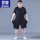 Romon Ice Silk Sports Costume Summer Men's grande taille mince à style homme à séchage rapide Pantalon à cinq points Fat plus gras plus manches courtes lâches Z826 Black High Quality Silk Suit xl Recommandé 130-140jin [Jin est égal à 0,5 kg]