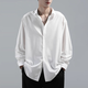 Homlean Japanese simple long-sleeved shirt men's autumn casual inner wear high-end lapel jacket HL11 white 2XL