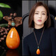 Goldsmith Lee amber old beeswax pendant for women high-end long sweater chain pendant chicken fat yellow water drop necklace birthday gift old honey water drop chicken wing wood chain