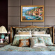 
Diqi Haibin Town Landscape Oil Painting Hand-painted Seascape Oil Painting European style entrance entrance decoration painting Living room and dining room hanging painting 692 gold solid wood frame 120X80