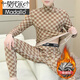 Modal Winter Men's Double-sided Brushed Thermal Underwear Set for Young and Middle-aged Half Turtle Collar German Velvet Heated Slim Autumn Clothes and Autumn Pants Khaki K83 Mid Collar German Velvet Suit L 100-120Jin Jin is equal to about 0.5 kg