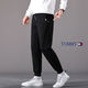 TOMMY JEANS Tommy Tommy spring and summer pure cotton thin fashion casual pants men's drawstring sweatpants straight pants leggings trousers black - leggings XL