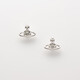 Vivienne Westwood Queen Mother Mini Saturn Earrings NANO SOLITAIRE Single Diamond Earrings for Men and Women Couples Silver