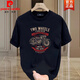 Camiseta de algodón corto de algodón de algodón pesado de Pierre Cardin en la impresión de la motocicleta retro de verano Camiseta media manga de cuello redondo para hombres 683 Borgoña XL (recomendado 135-150Jin [Jin equivale a 0.5 kg])
